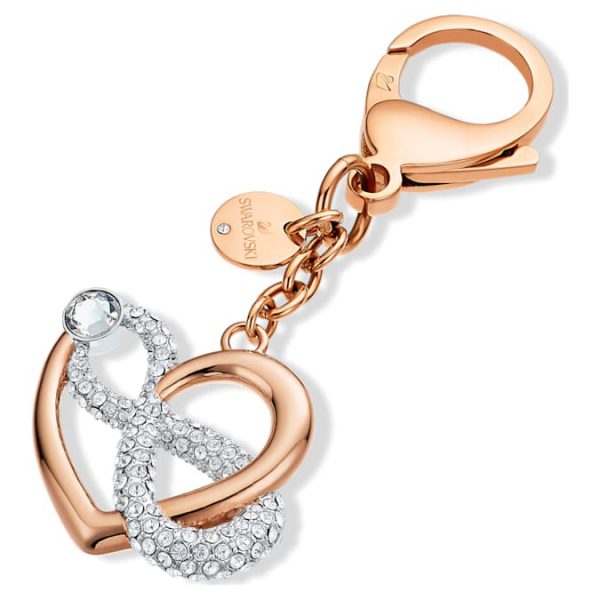 Infinite bag charm Infinity and heart, White, Mixed metal finish - Image 3