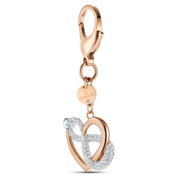 Infinite bag charm Infinity and heart, White, Mixed metal finish - Image 4