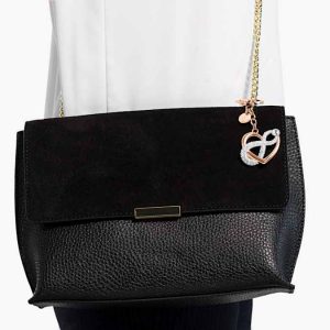 Infinite bag charm Infinity and heart, White, Mixed metal finish