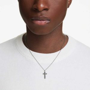 Insigne pendant Cross, Gray, Ruthenium plated