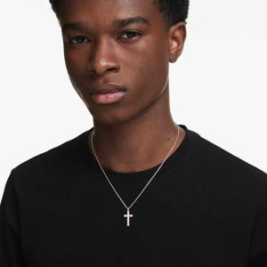 Insigne pendant Cross, White, Rose gold-tone plated