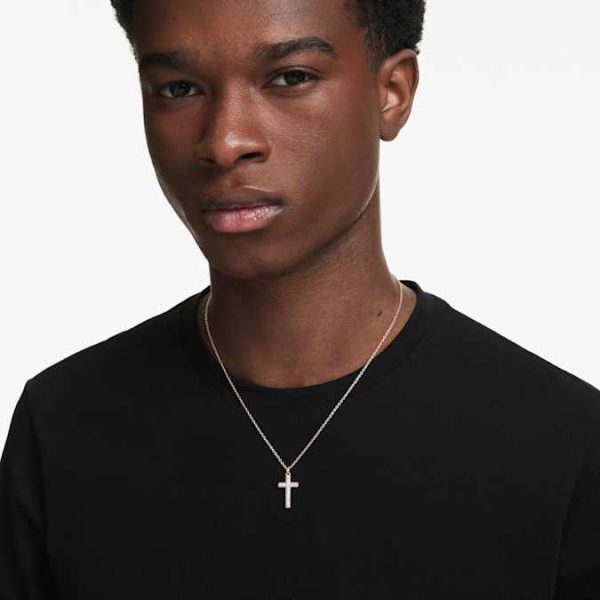Insigne pendant Cross, White, Rose gold-tone plated