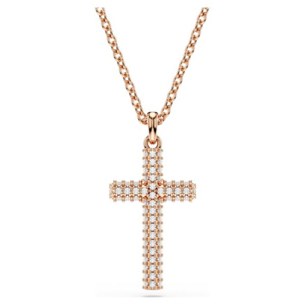 Insigne pendant Cross, White, Rose gold-tone plated - Image 2