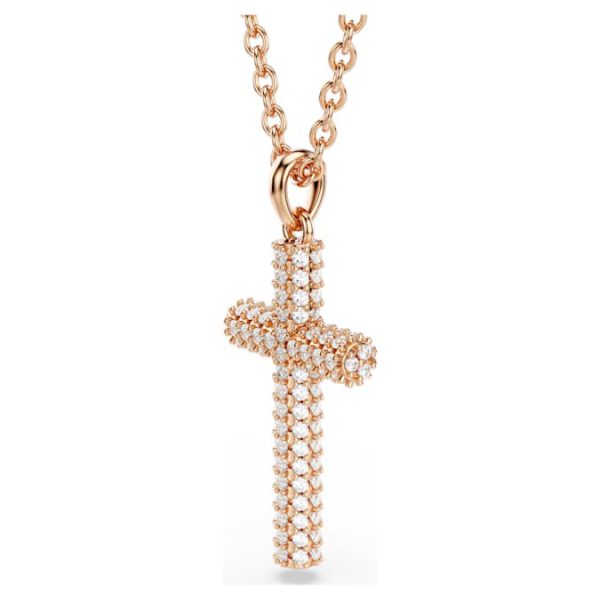 Insigne pendant Cross, White, Rose gold-tone plated - Image 5