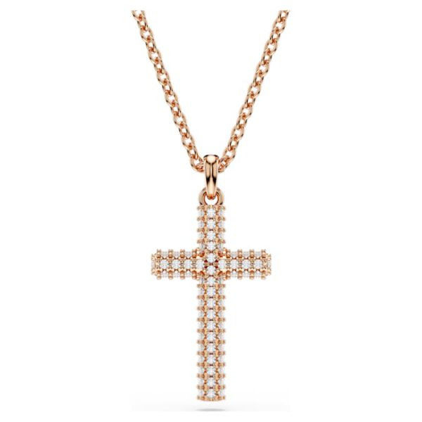 Insigne pendant Cross, White, Rose gold-tone plated - Image 6