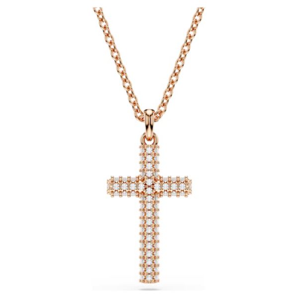 Insigne pendant Cross, White, Rose gold-tone plated - Image 7