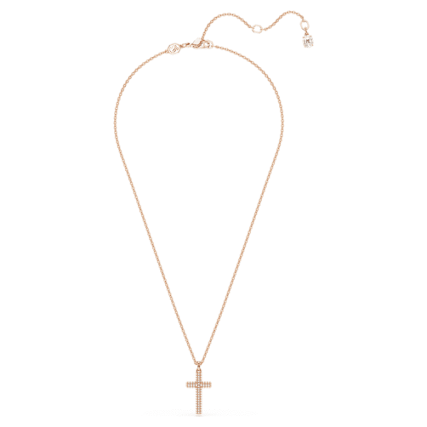 Insigne pendant Cross, White, Rose gold-tone plated - Image 3
