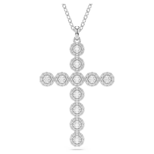 Insigne pendant Mixed cuts, Cross, White, Rhodium plated - Image 2