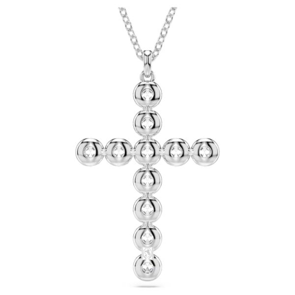 Insigne pendant Mixed cuts, Cross, White, Rhodium plated - Image 5