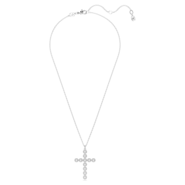 Insigne pendant Mixed cuts, Cross, White, Rhodium plated - Image 3