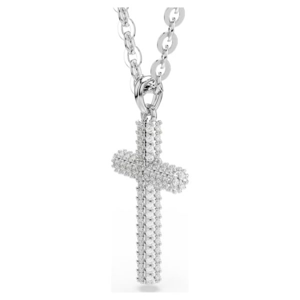 Insigne pendant Pavé, Cross, White, Rhodium plated - Image 5