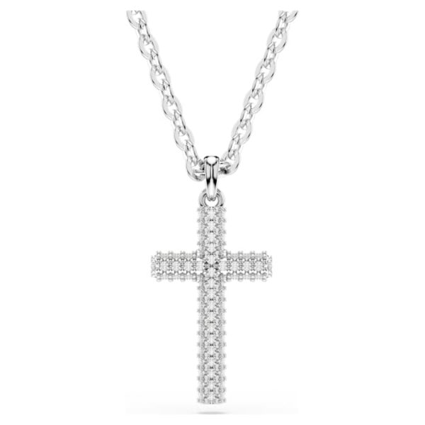 Insigne pendant Pavé, Cross, White, Rhodium plated - Image 6