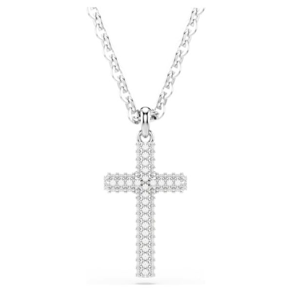Insigne pendant Pavé, Cross, White, Rhodium plated - Image 8