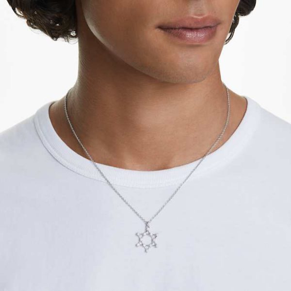Insigne pendant Round cut, Star, White, Rhodium plated - Image 6