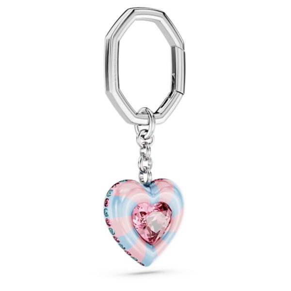 Key ring Heart cut, Heart, Multicolored, Rhodium plated - Image 3