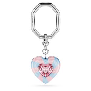 Key ring Heart cut, Heart, Multicolored, Rhodium plated