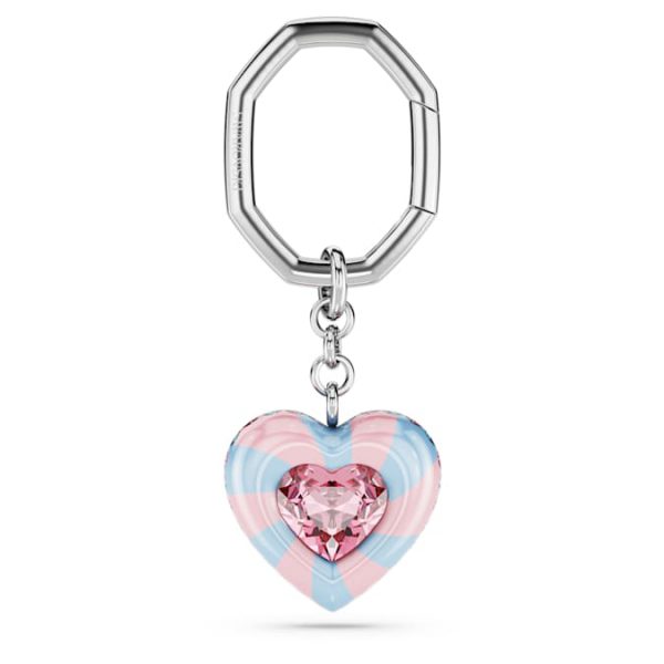 Key ring Heart cut, Heart, Multicolored, Rhodium plated