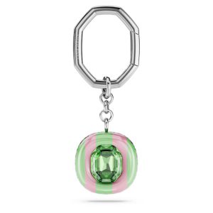 Key ring Octagon cut, Multicolored, Rhodium plated