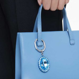 Key ring Oval cut, Blue, Mixed metal finish