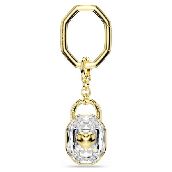 Key ring Oval cut, White, Gold-tone plated - Image 2