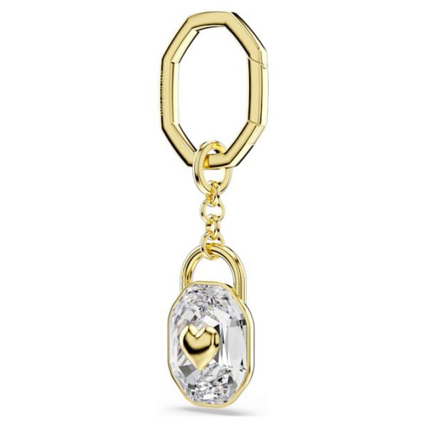 Key ring Oval cut, White, Gold-tone plated - Image 3