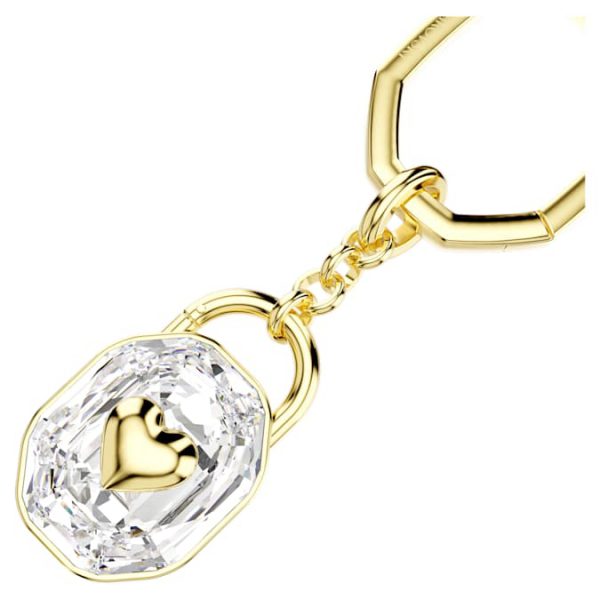 Key ring Oval cut, White, Gold-tone plated - Image 4