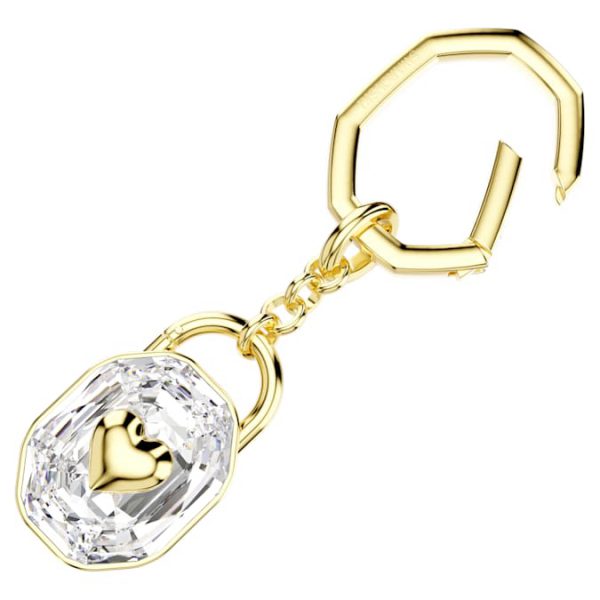 Key ring Oval cut, White, Gold-tone plated - Image 5