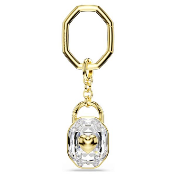 Key ring Oval cut, White, Gold-tone plated - Image 7