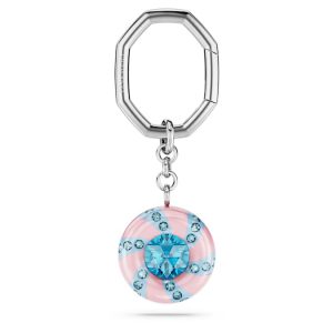 Key ring Round cut, Multicolored, Rhodium plated