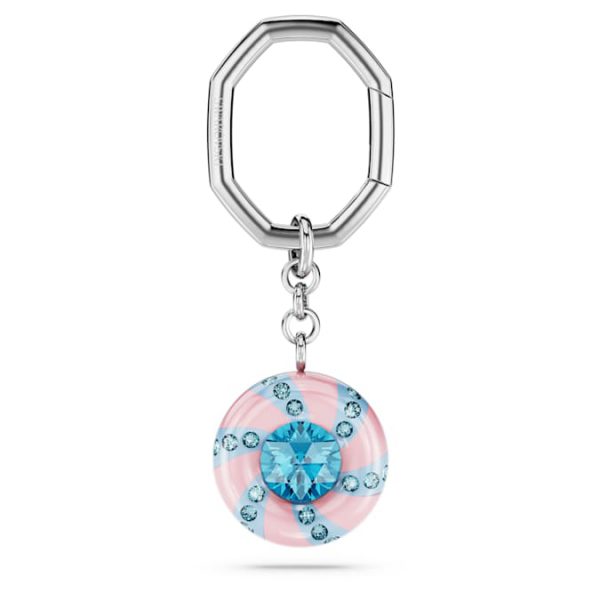 Key ring Round cut, Multicolored, Rhodium plated