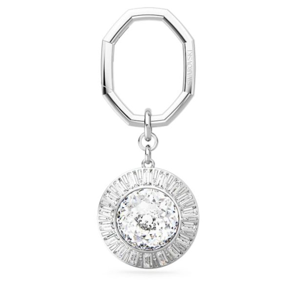 Key ring Round cut, White, Rhodium plated - Image 2