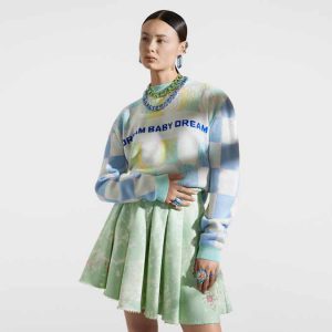 Liberal Youth Ministry Gradient checker sweater, Blue