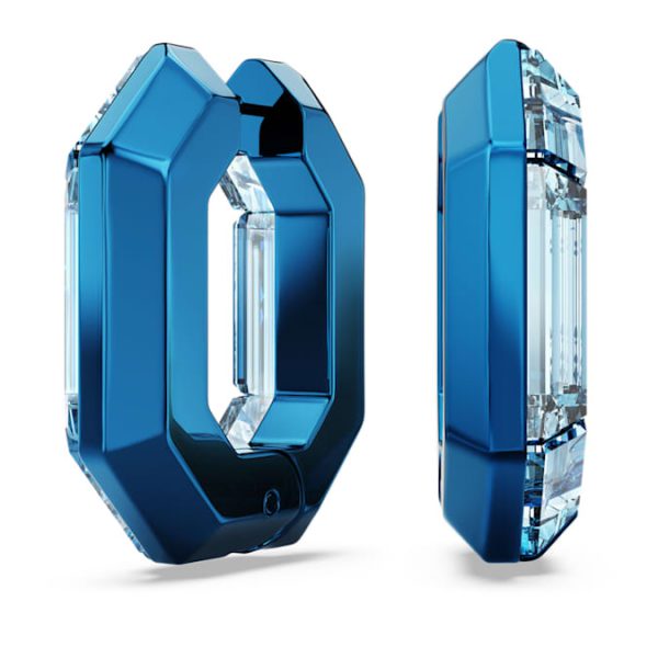Lucent hoop earrings Octagon shape, Small, Blue - Image 2
