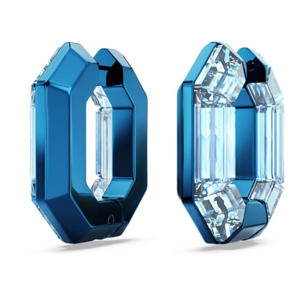 Lucent hoop earrings Octagon shape, Small, Blue - Image 4