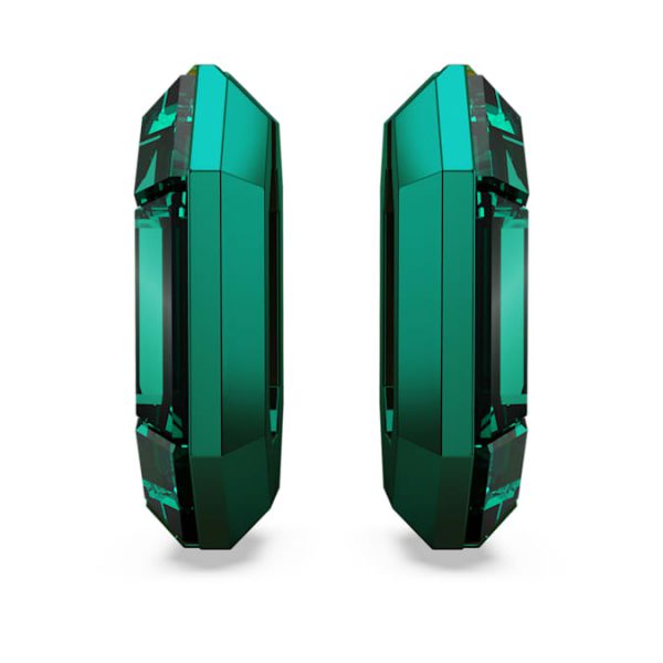 Lucent hoop earrings Octagon shape, Small, Green - Image 3