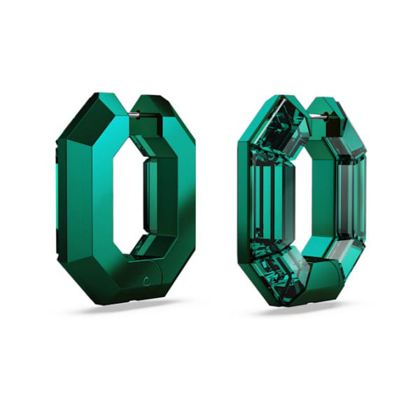 Lucent hoop earrings Octagon shape, Small, Green - Image 4