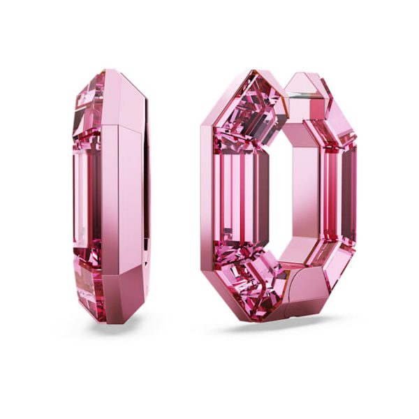 Lucent hoop earrings Octagon shape, Small, Pink - Image 2