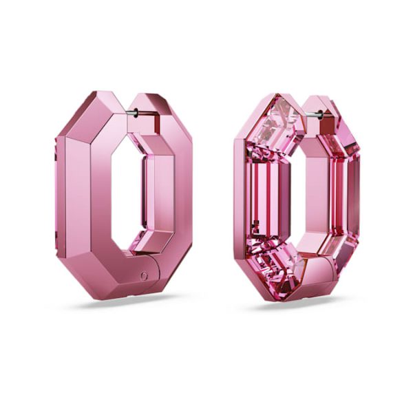 Lucent hoop earrings Octagon shape, Small, Pink - Image 4