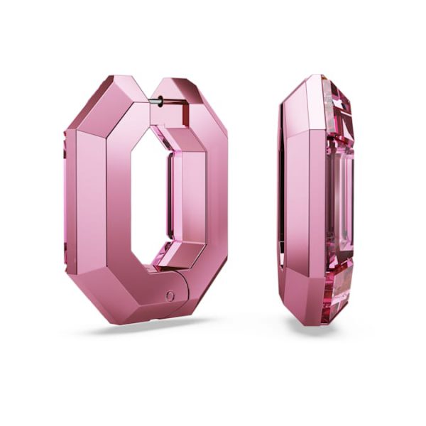Lucent hoop earrings Octagon shape, Small, Pink - Image 5