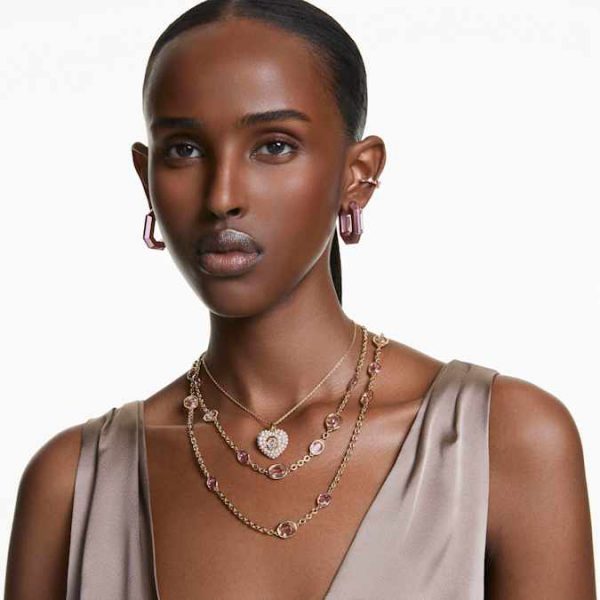Lucent hoop earrings Octagon shape, Small, Pink - Image 7