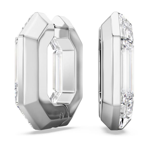 Lucent hoop earrings Octagon shape, Small, White - Image 2