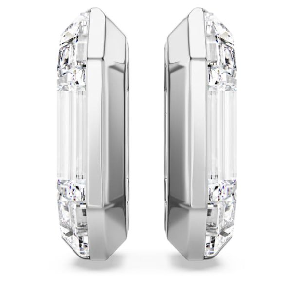 Lucent hoop earrings Octagon shape, Small, White - Image 3