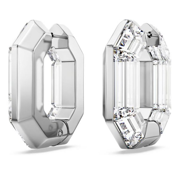 Lucent hoop earrings Octagon shape, Small, White - Image 4