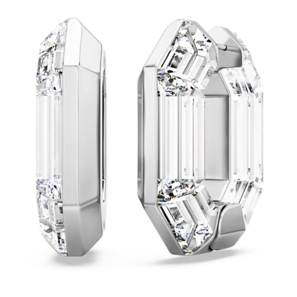 Lucent hoop earrings Octagon shape, Small, White - Image 5