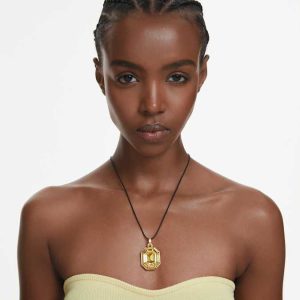 Lucent pendant Octagon shape, Yellow, Gold-tone plated