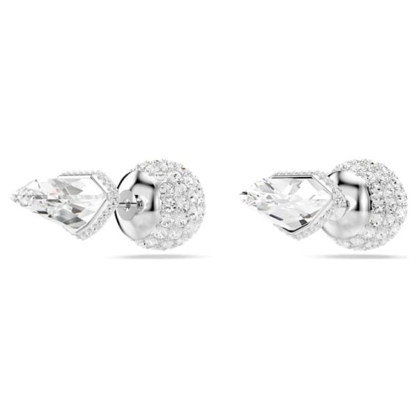 Lucent stud earrings Pavé, Ball, White, Rhodium plated - Image 4
