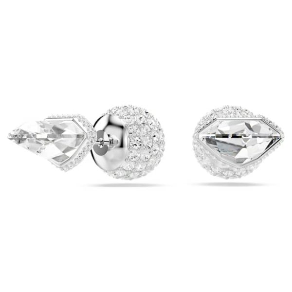Lucent stud earrings Pavé, Ball, White, Rhodium plated - Image 8