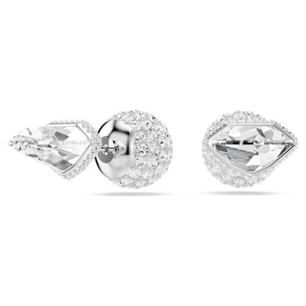 Lucent stud earrings Pavé, Ball, White, Rhodium plated - Image 2