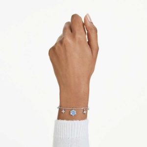 Magic bracelet Snowflake, Blue, Rhodium plated