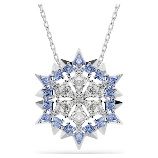 Magic pendant and brooch Snowflake, Blue, Rhodium plated - Image 6